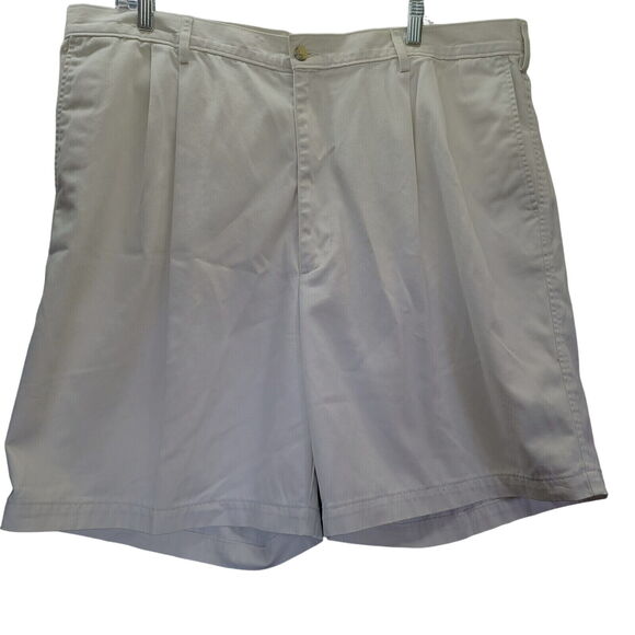 Haggar Mens Shorts Light Beige Size 42 100% Cotton Button Zip Closure Pockets - Picture 1 of 12